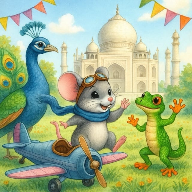 Mira Mouse and Gary Gecko at the Taj Mahal