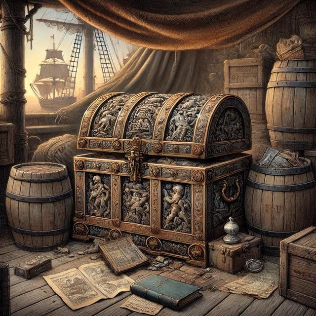 Trunks and chests in the ship’s hold